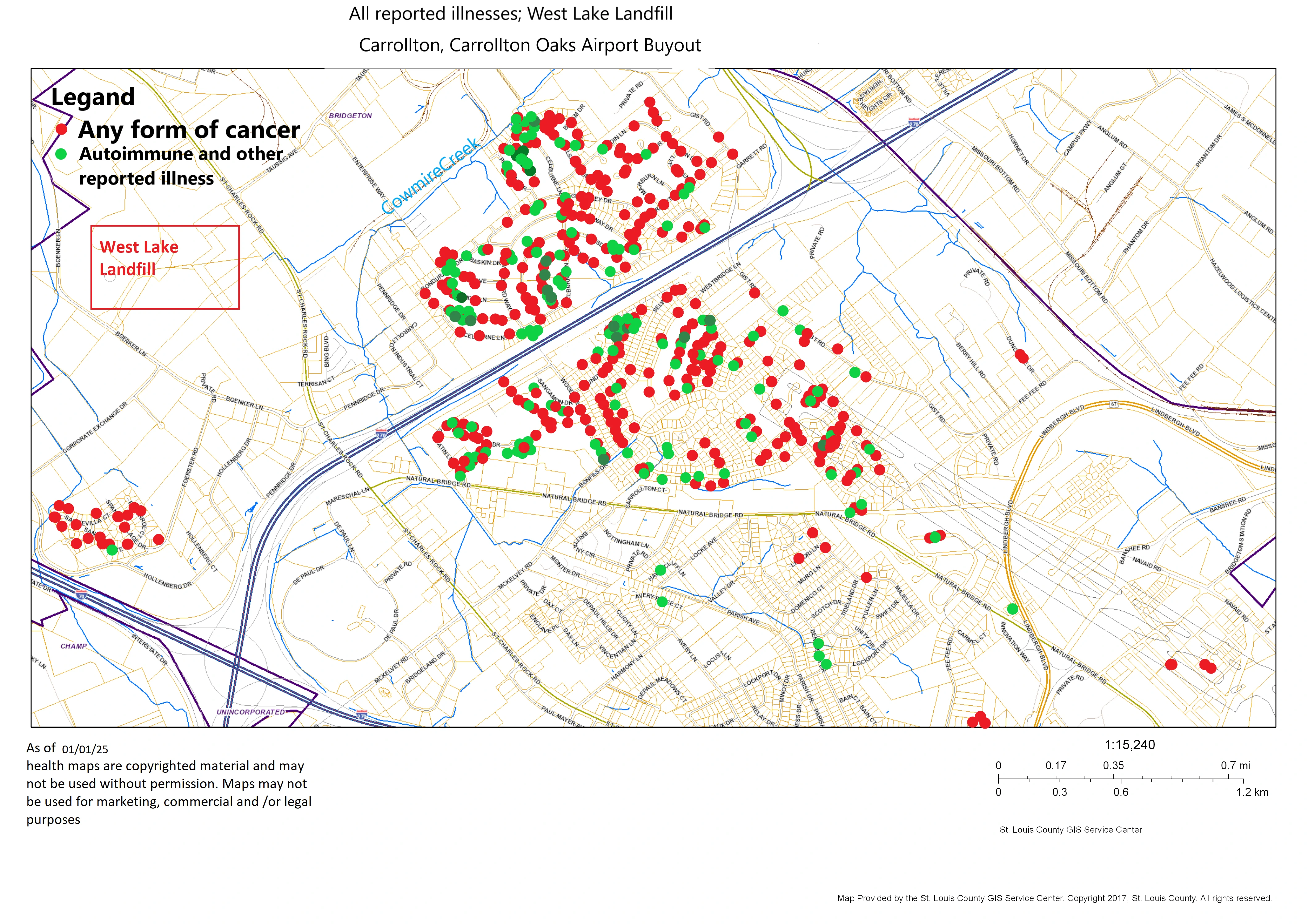 January 2025 Combined Cancer and autoimmune diseases surrounding West Lake Landfill